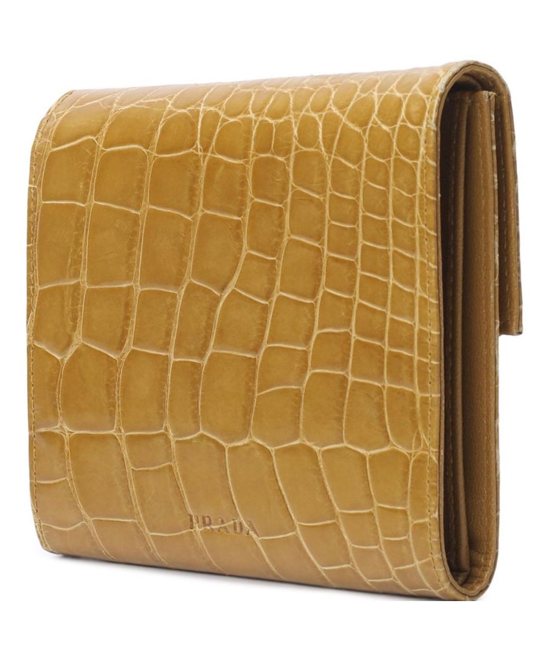 PRADA Горчичный кошелек из кожи крокодила, фото 2