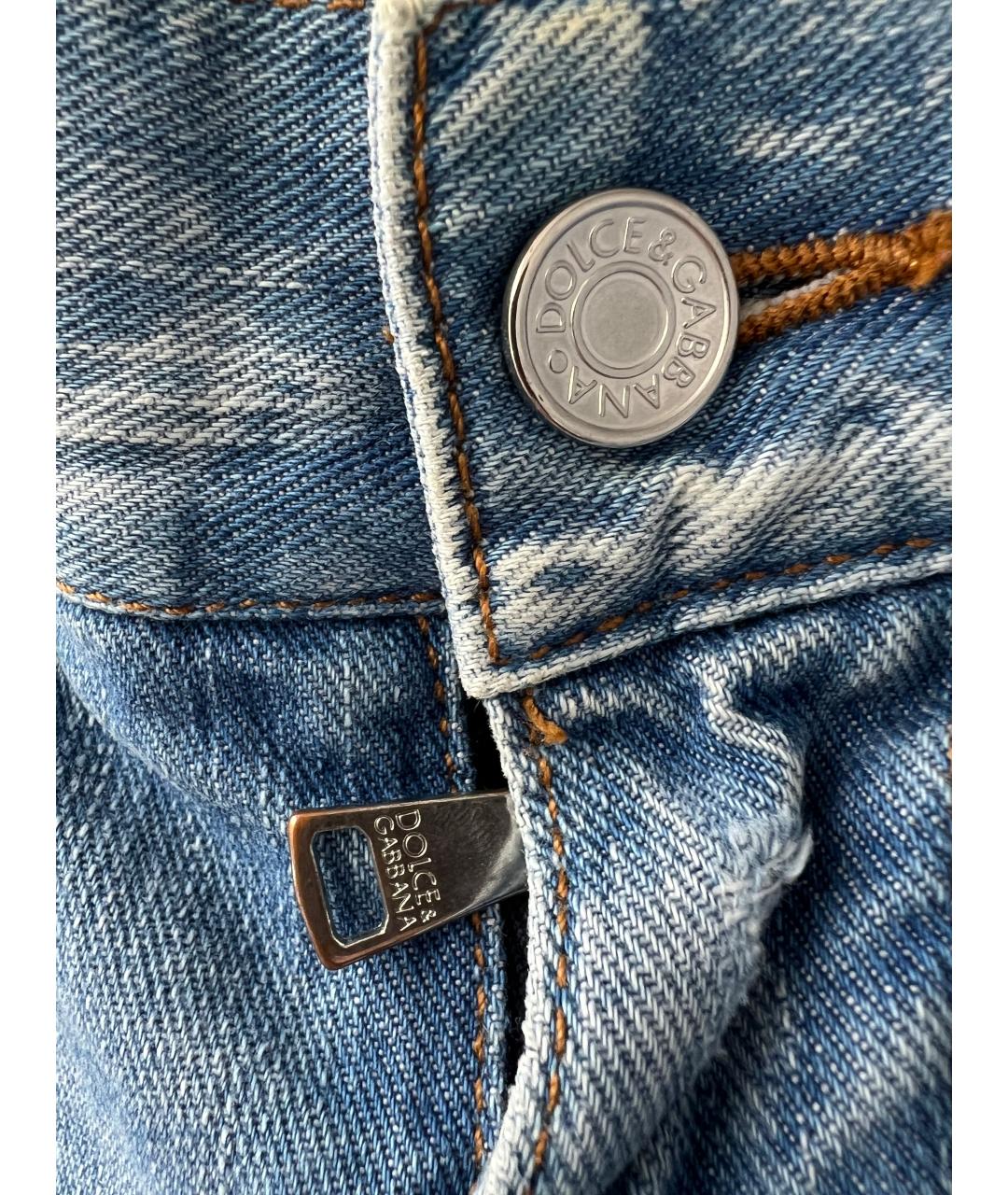 DOLCE&GABBANA Голубые хлопковые прямые джинсы, фото 4