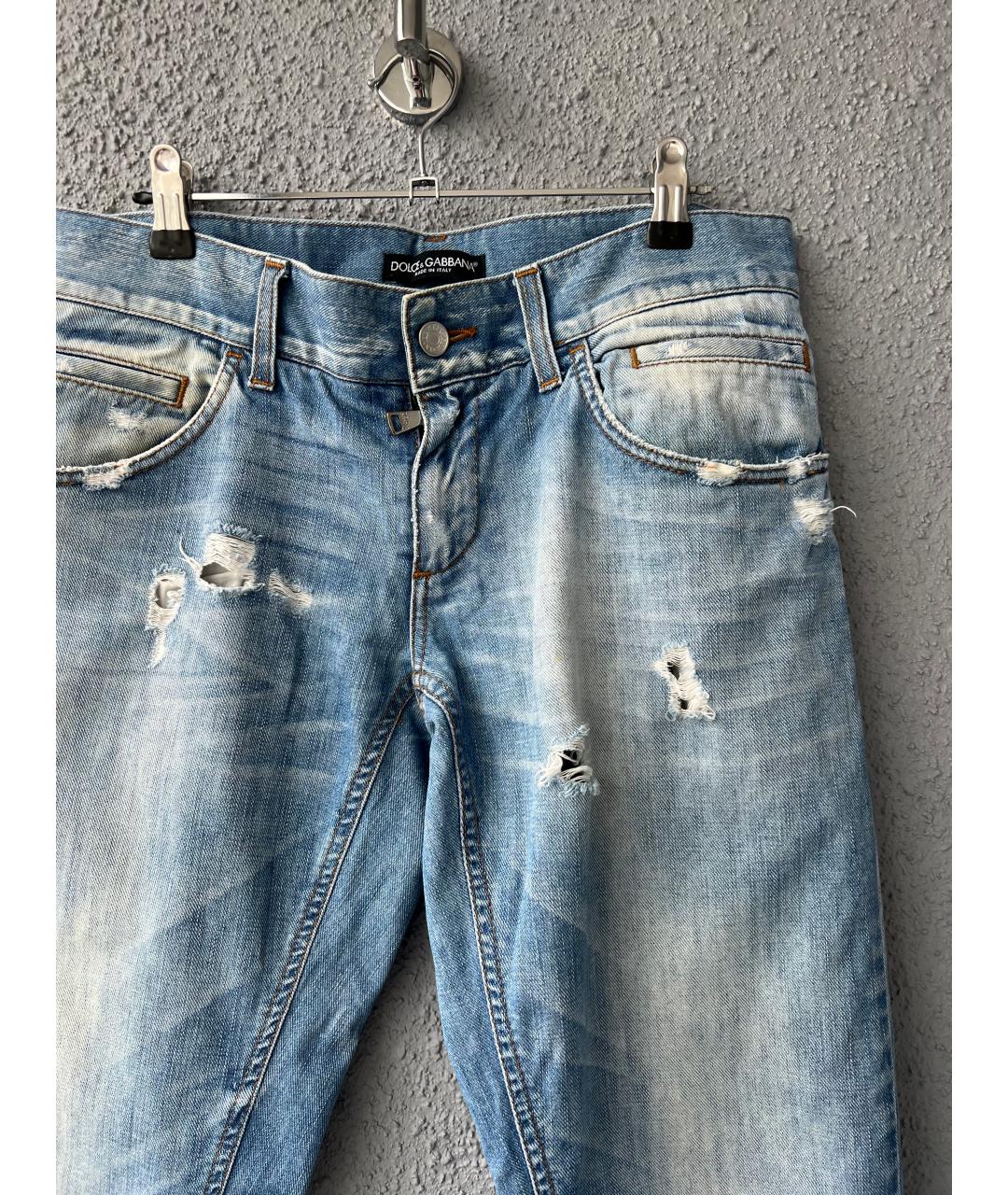 DOLCE&GABBANA Голубые хлопковые прямые джинсы, фото 3