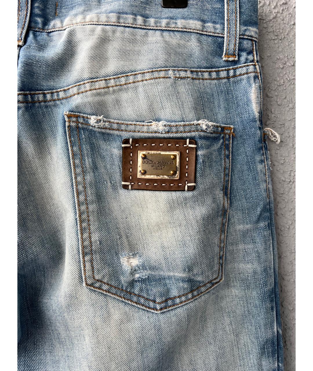 DOLCE&GABBANA Голубые хлопковые прямые джинсы, фото 6