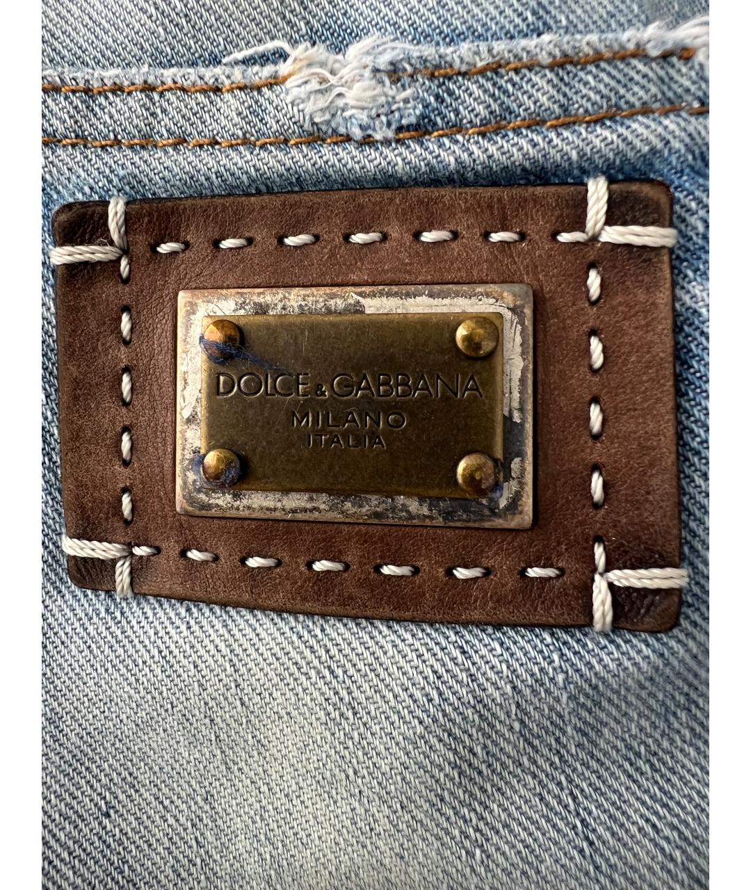 DOLCE&GABBANA Голубые хлопковые прямые джинсы, фото 7