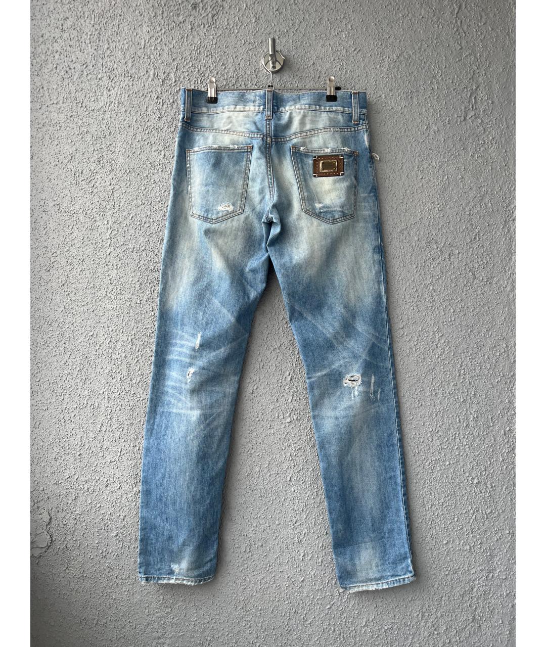 DOLCE&GABBANA Голубые хлопковые прямые джинсы, фото 2