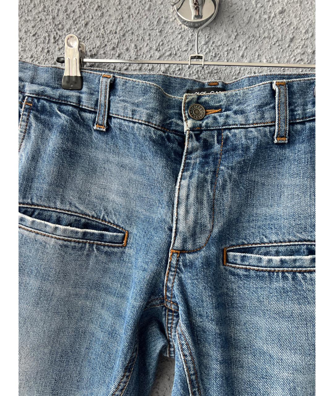 DOLCE&GABBANA Голубые хлопковые прямые джинсы, фото 4