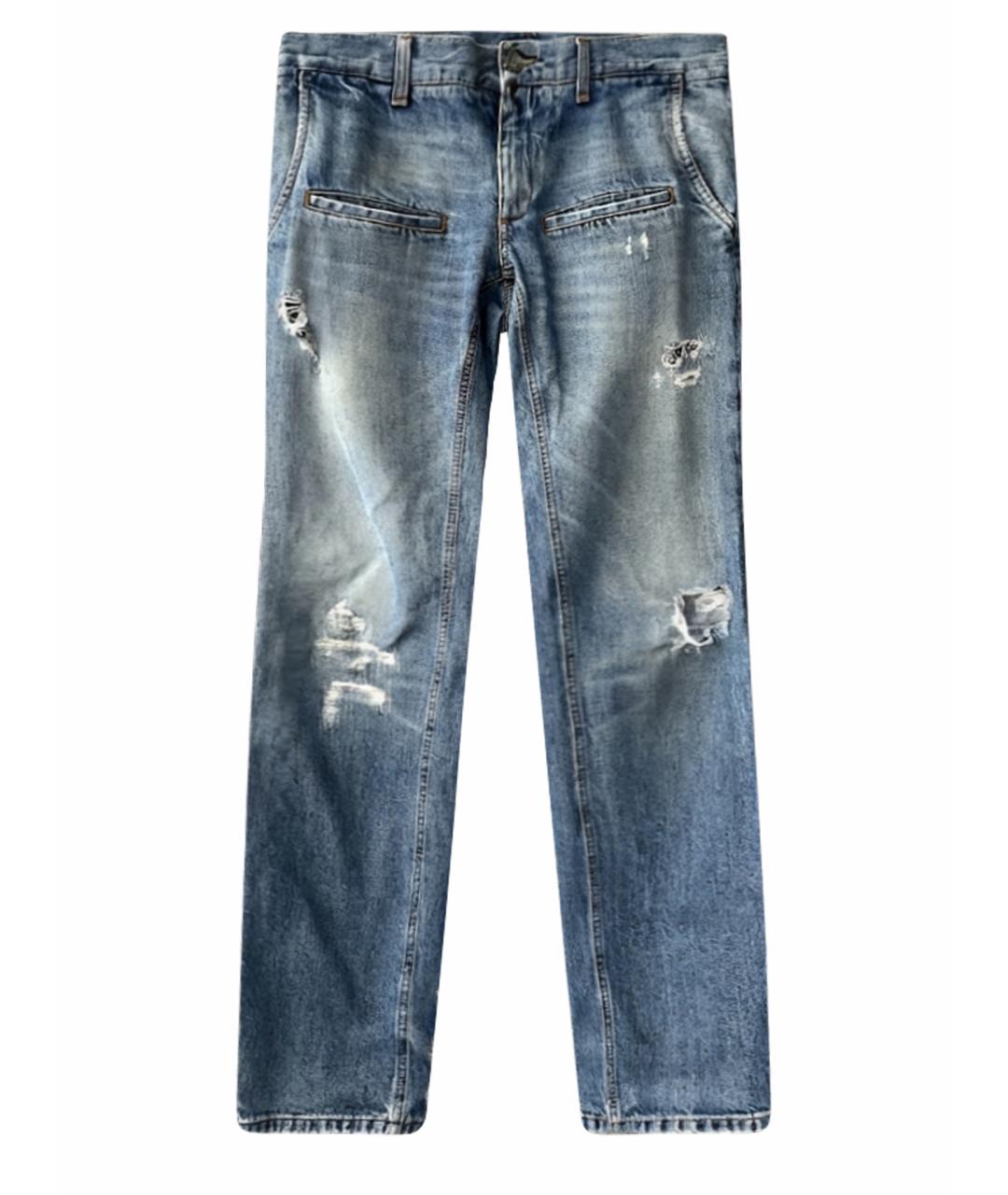 DOLCE&GABBANA Голубые хлопковые прямые джинсы, фото 1