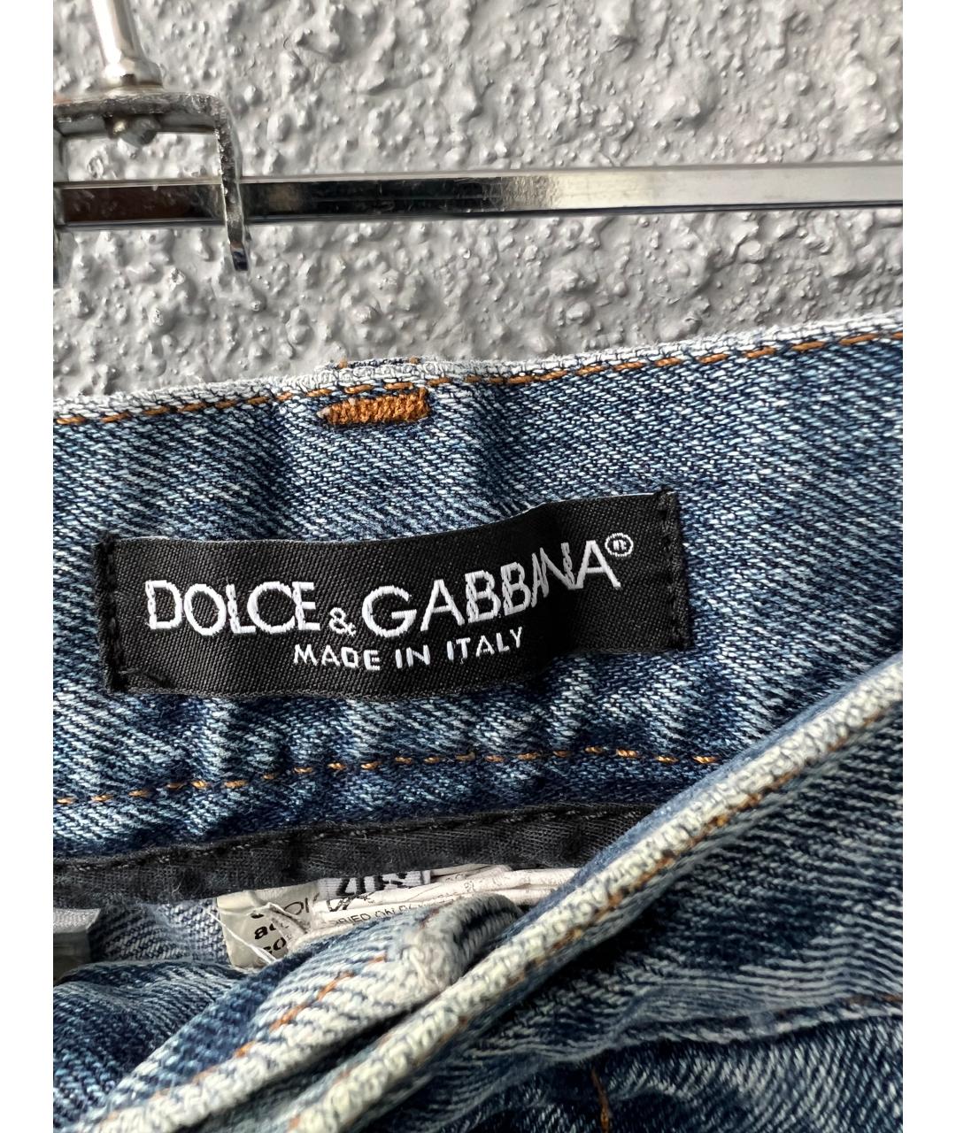 DOLCE&GABBANA Голубые хлопковые прямые джинсы, фото 5