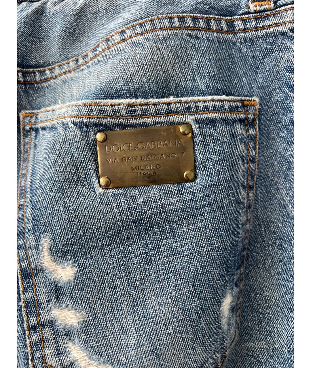 DOLCE&GABBANA Голубые хлопковые прямые джинсы, фото 6