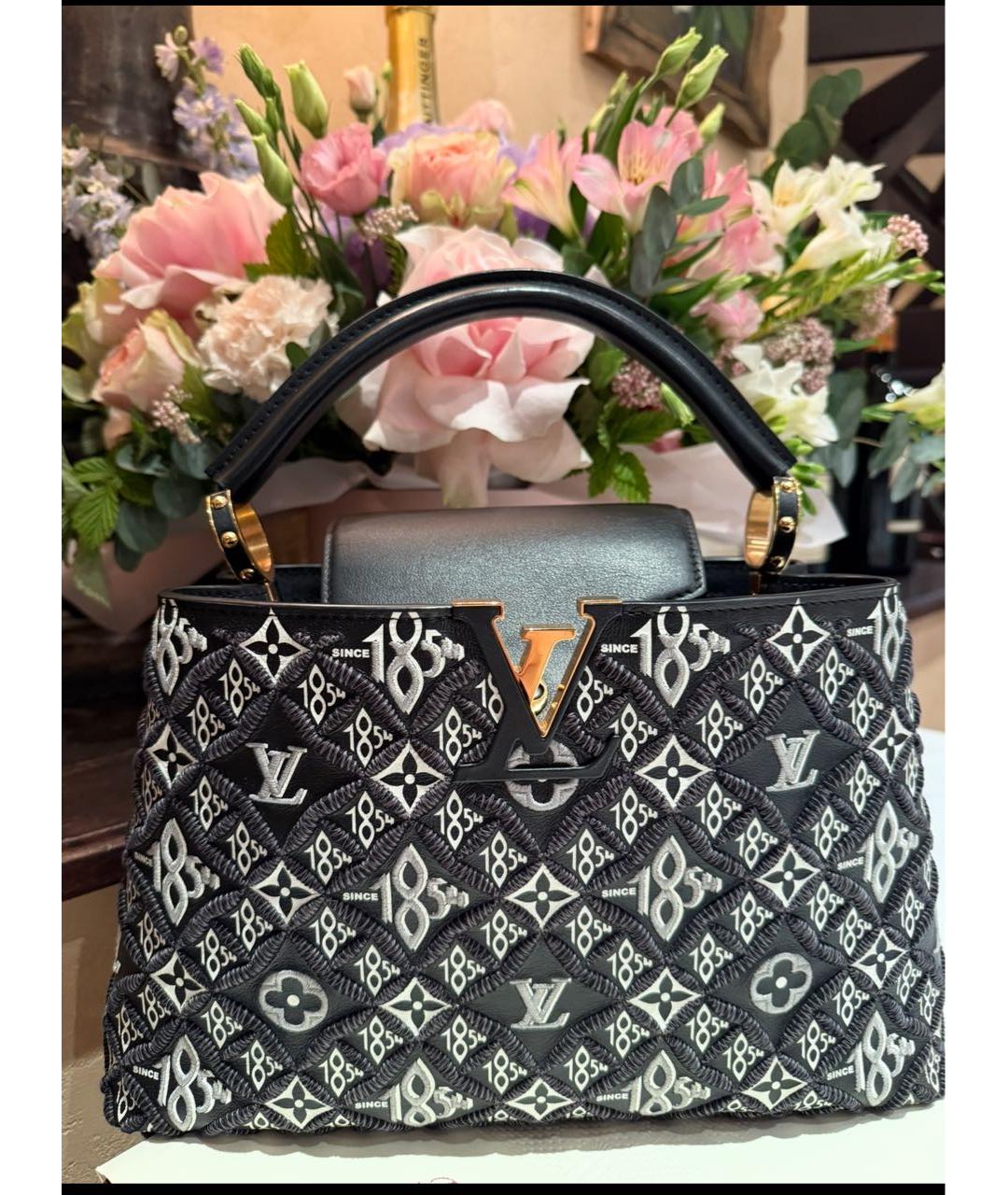 LOUIS VUITTON Черная кожаная сумка с короткими ручками, фото 3