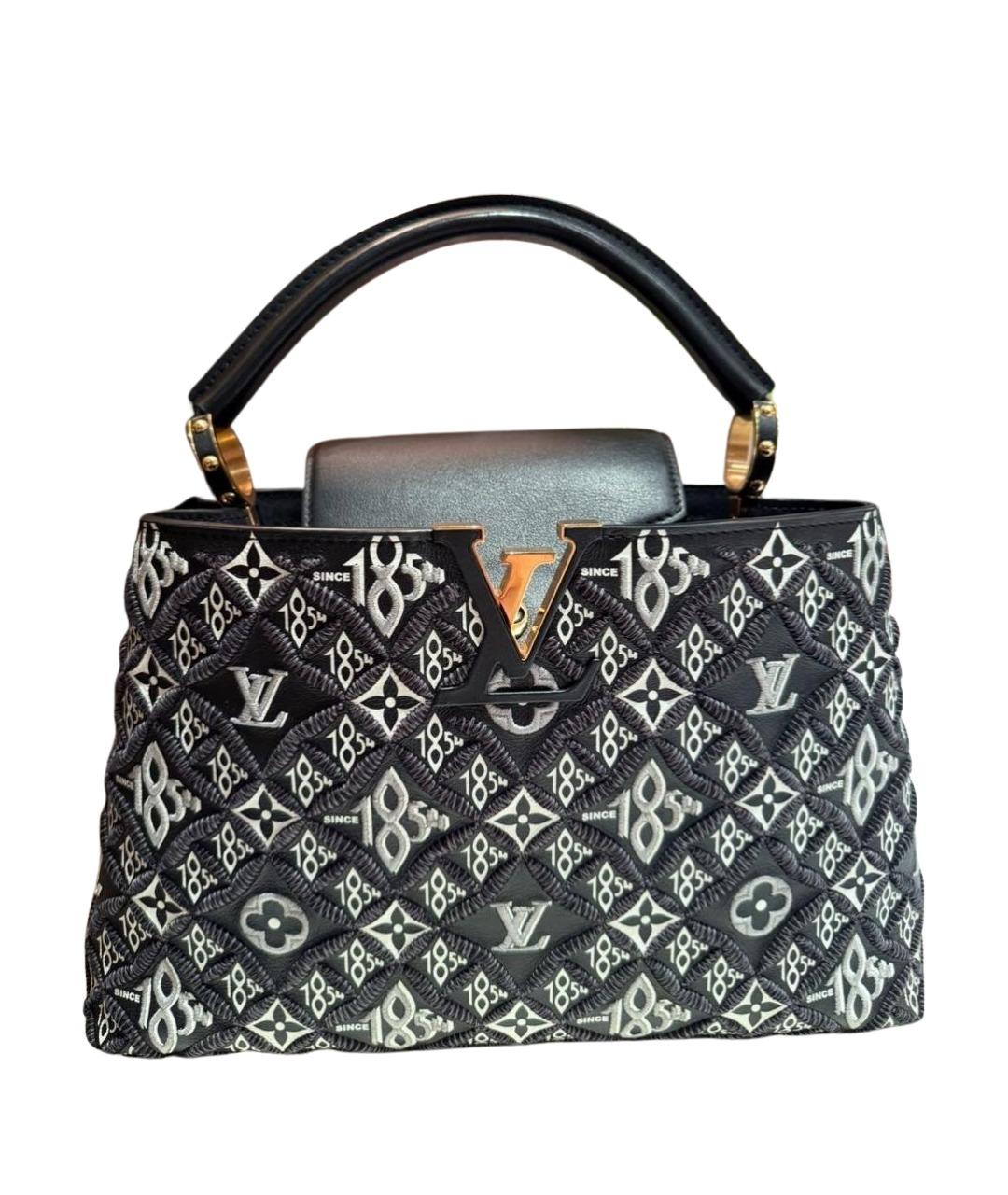 LOUIS VUITTON Черная кожаная сумка с короткими ручками, фото 1
