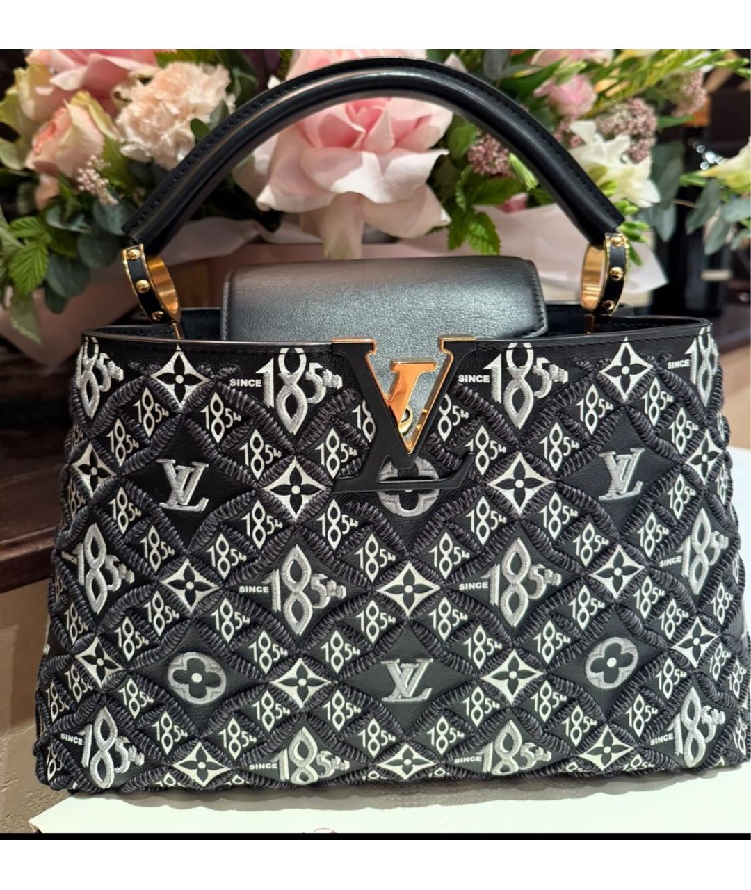 LOUIS VUITTON Черная кожаная сумка с короткими ручками, фото 2