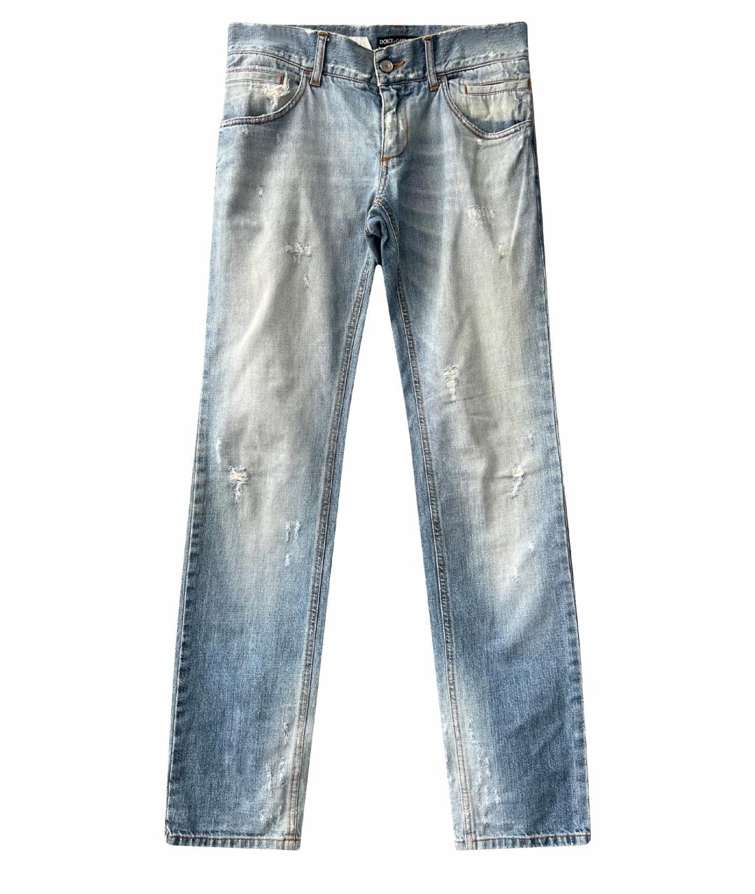 DOLCE&GABBANA Голубые хлопковые прямые джинсы, фото 1