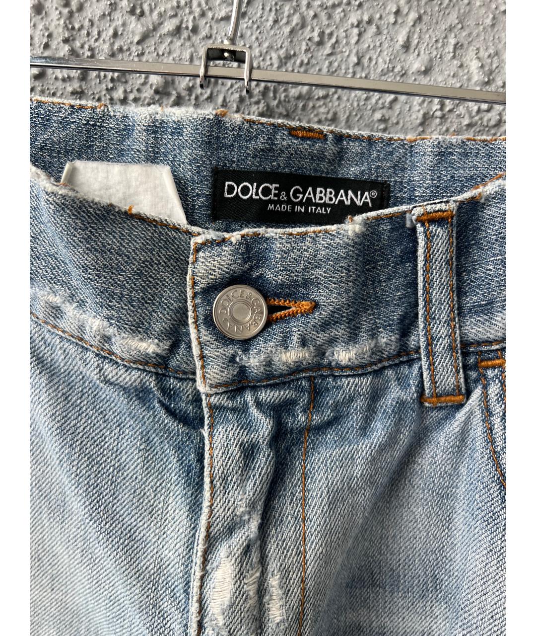 DOLCE&GABBANA Голубые хлопковые прямые джинсы, фото 3