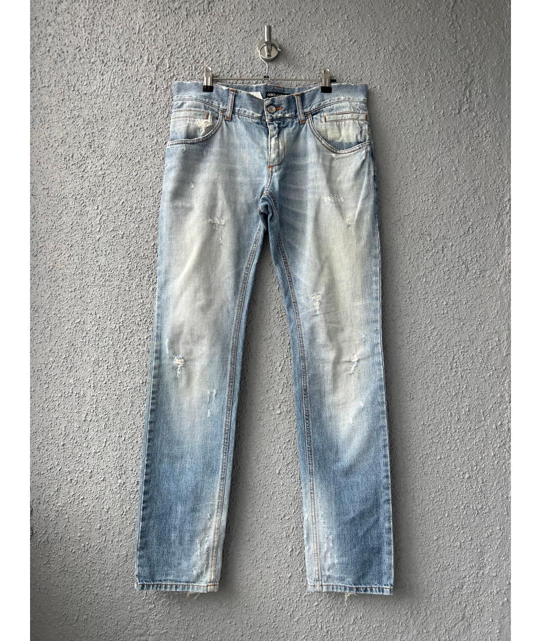 DOLCE&GABBANA Голубые хлопковые прямые джинсы, фото 8