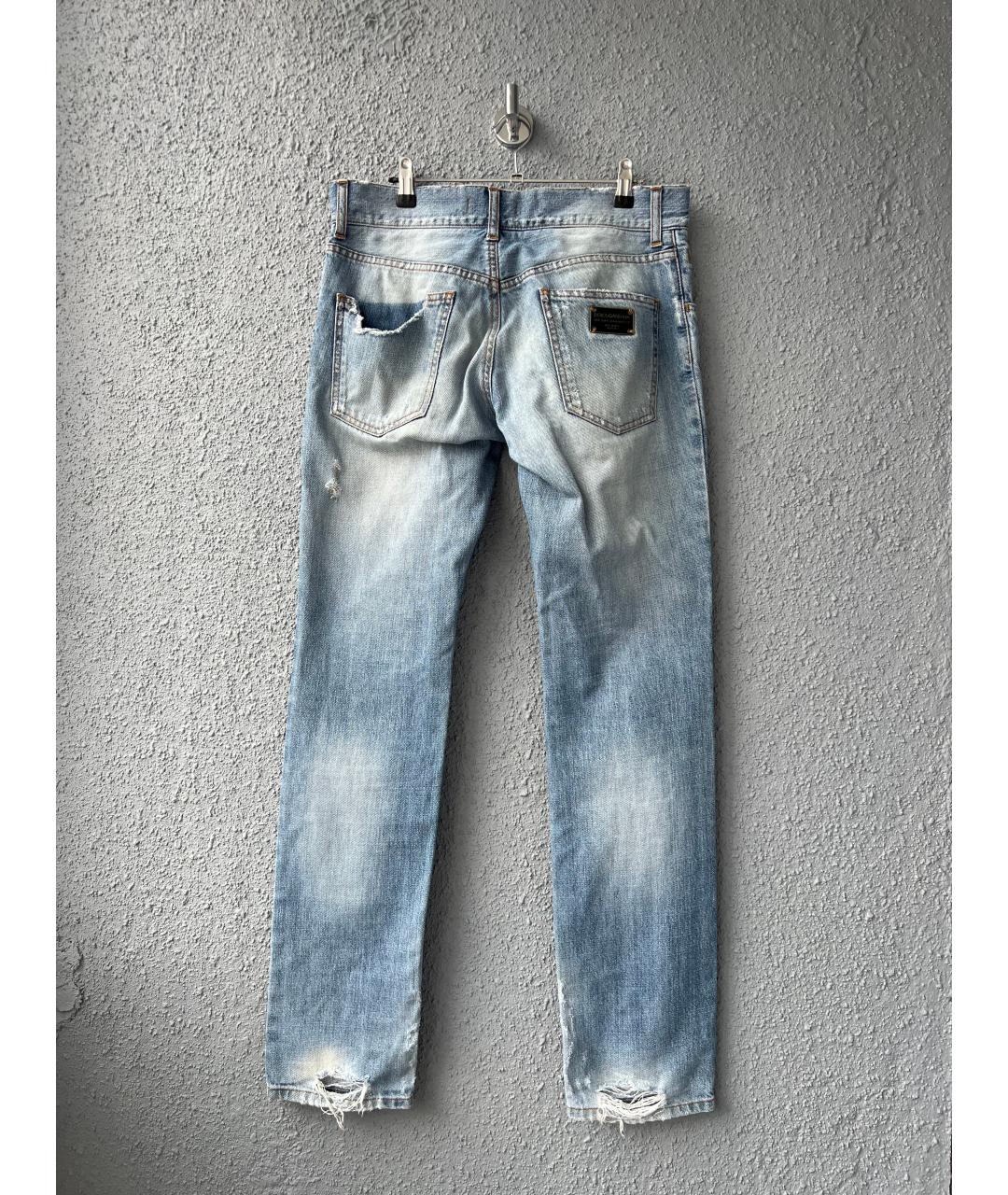 DOLCE&GABBANA Голубые хлопковые прямые джинсы, фото 2