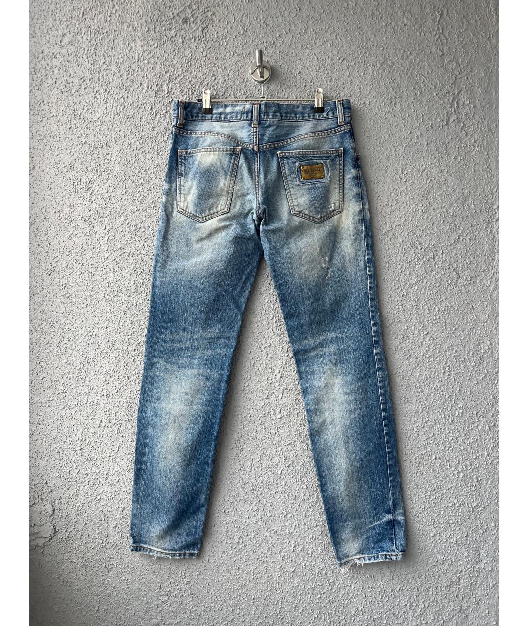 DOLCE&GABBANA Голубые хлопковые прямые джинсы, фото 2