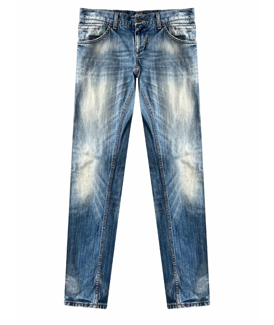 DOLCE&GABBANA Голубые хлопковые прямые джинсы, фото 1