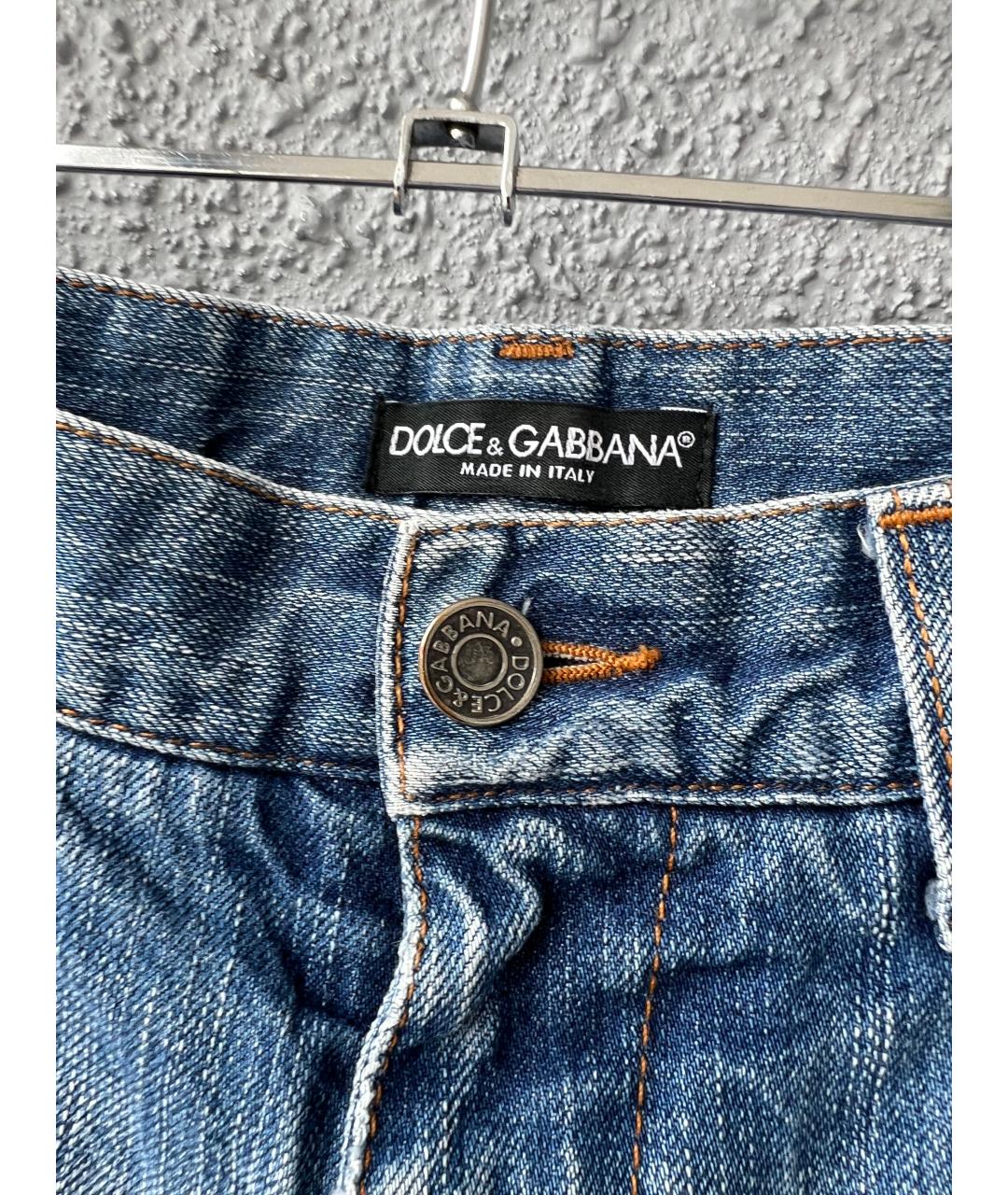 DOLCE&GABBANA Голубые хлопковые прямые джинсы, фото 3