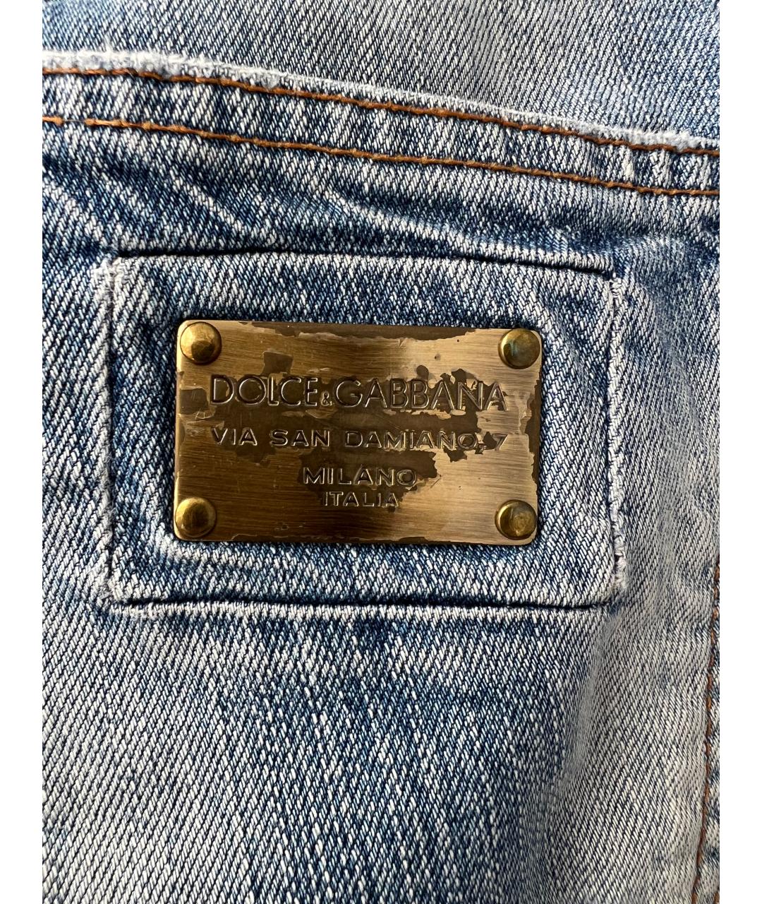 DOLCE&GABBANA Голубые хлопковые прямые джинсы, фото 4