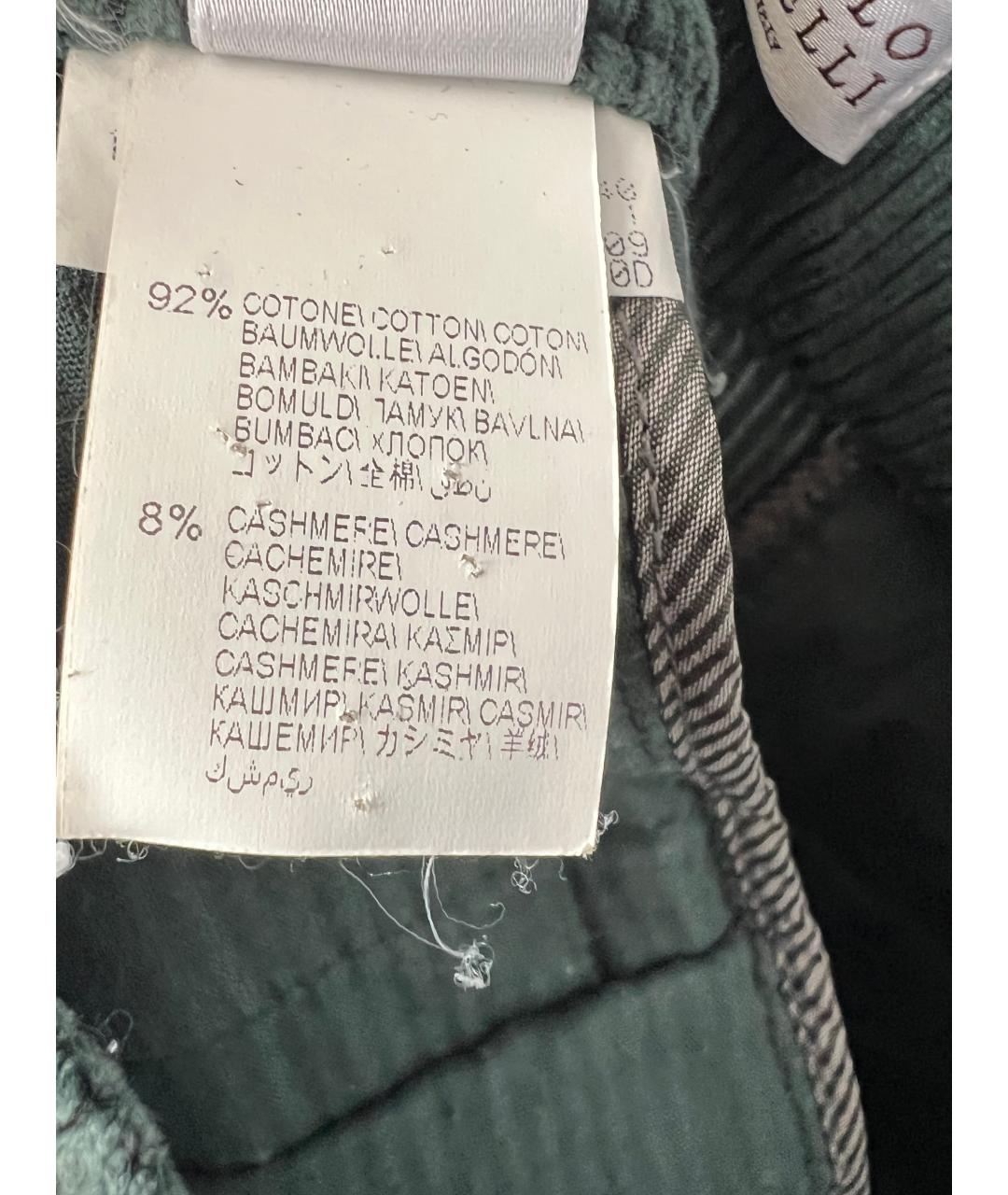 BRUNELLO CUCINELLI Зеленые хлопковые брюки широкие, фото 5