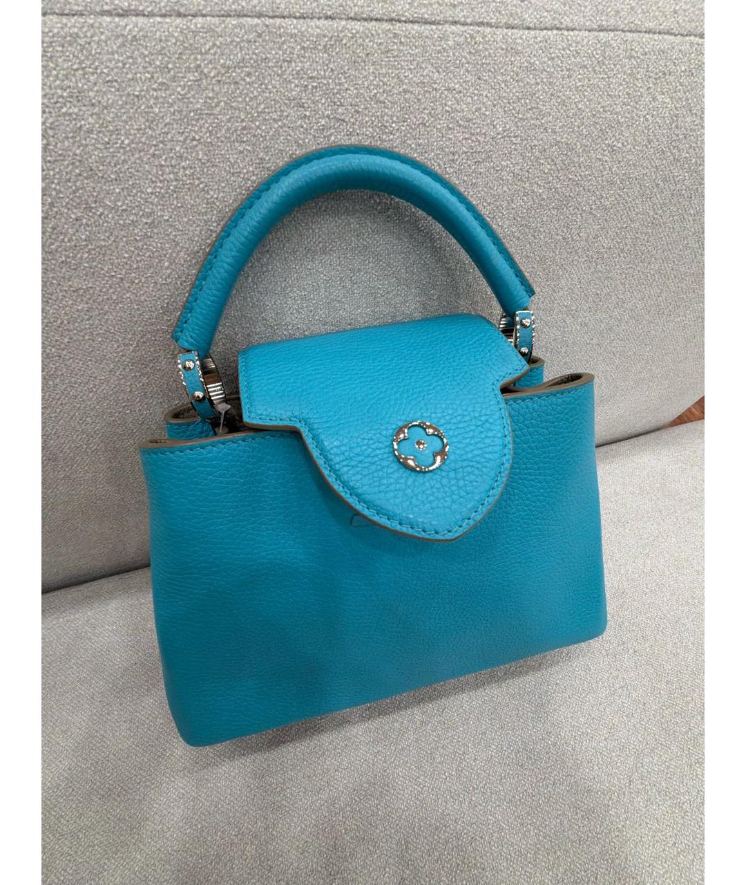 LOUIS VUITTON Бирюзовая кожаная сумка с короткими ручками, фото 5