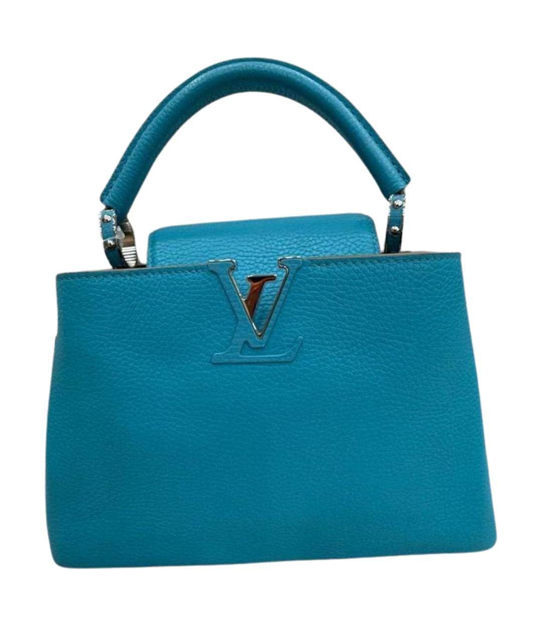 LOUIS VUITTON Бирюзовая кожаная сумка с короткими ручками, фото 1