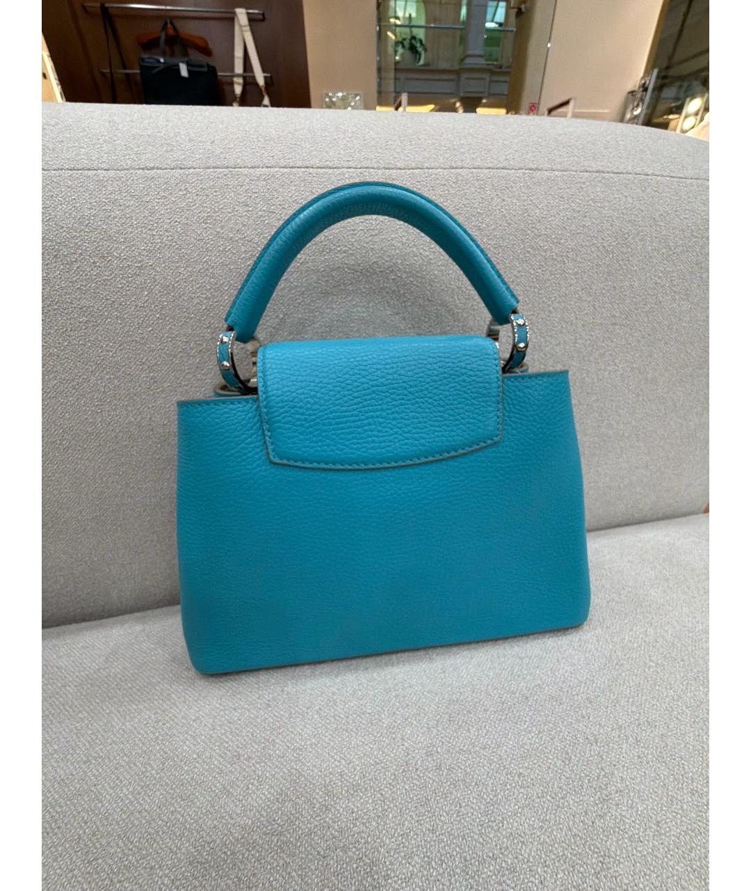 LOUIS VUITTON Бирюзовая кожаная сумка с короткими ручками, фото 3