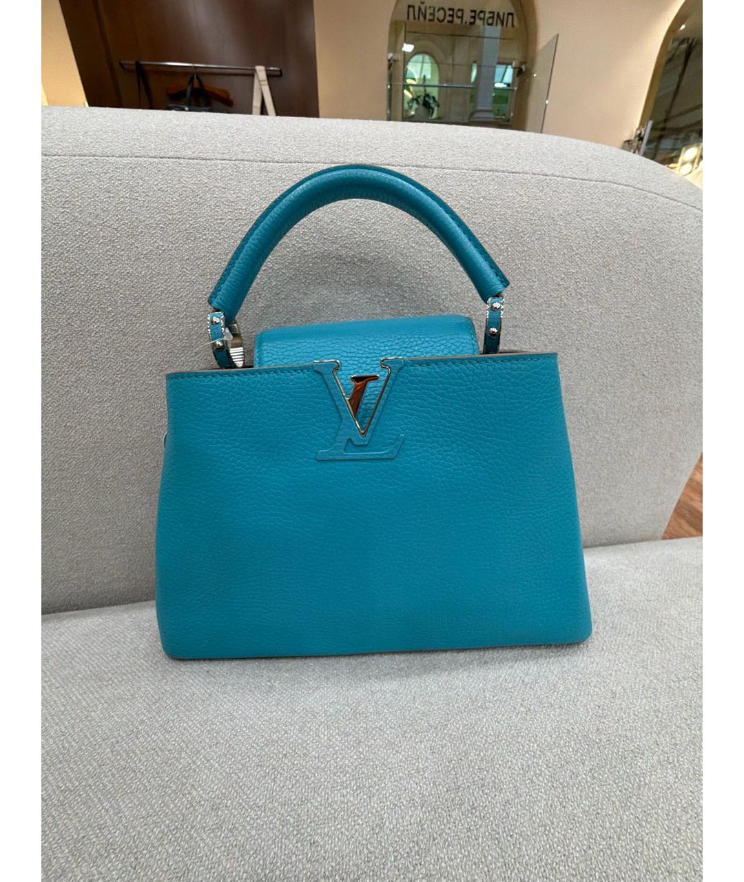 LOUIS VUITTON Бирюзовая кожаная сумка с короткими ручками, фото 6