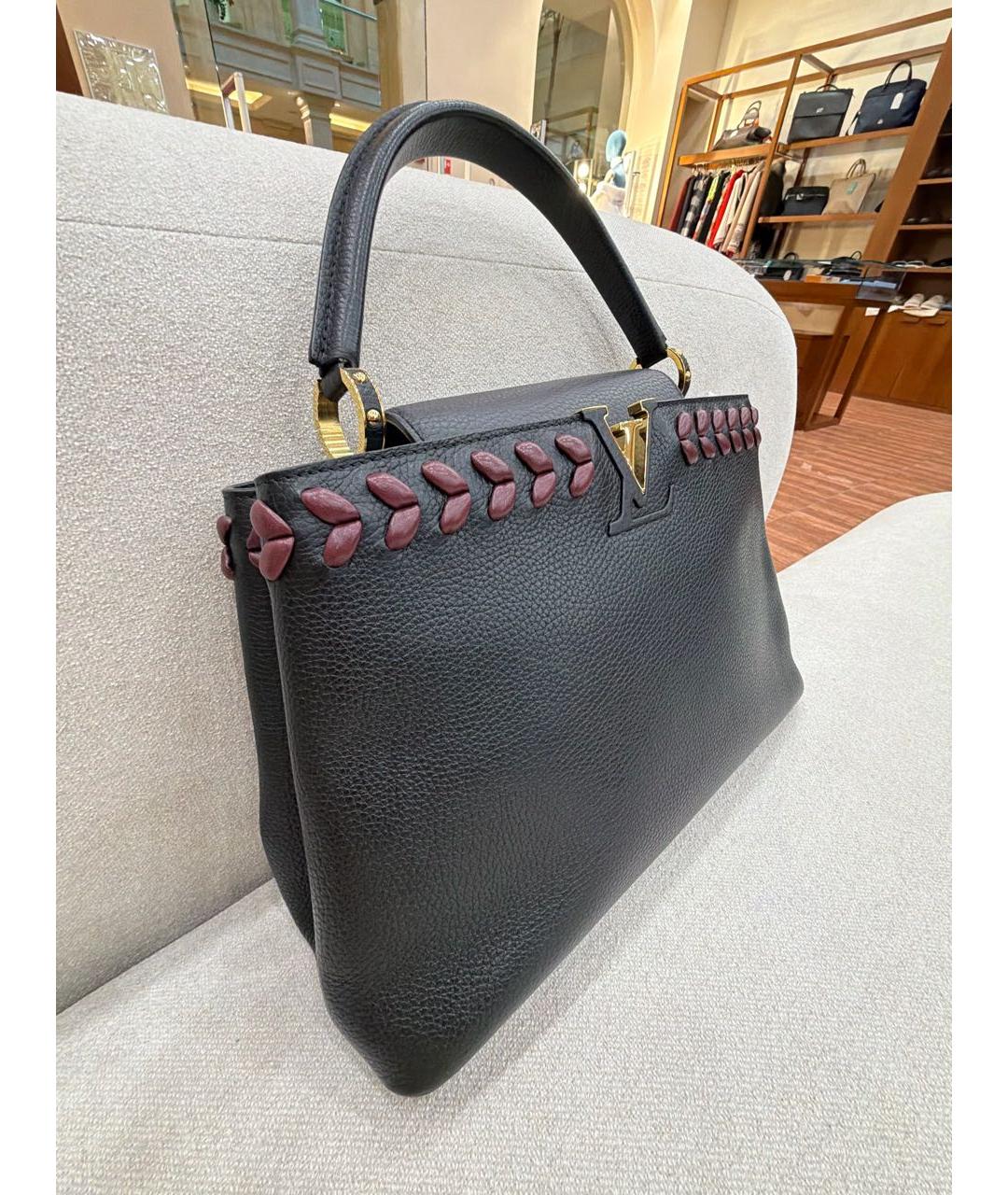 LOUIS VUITTON Черная кожаная сумка с короткими ручками, фото 2
