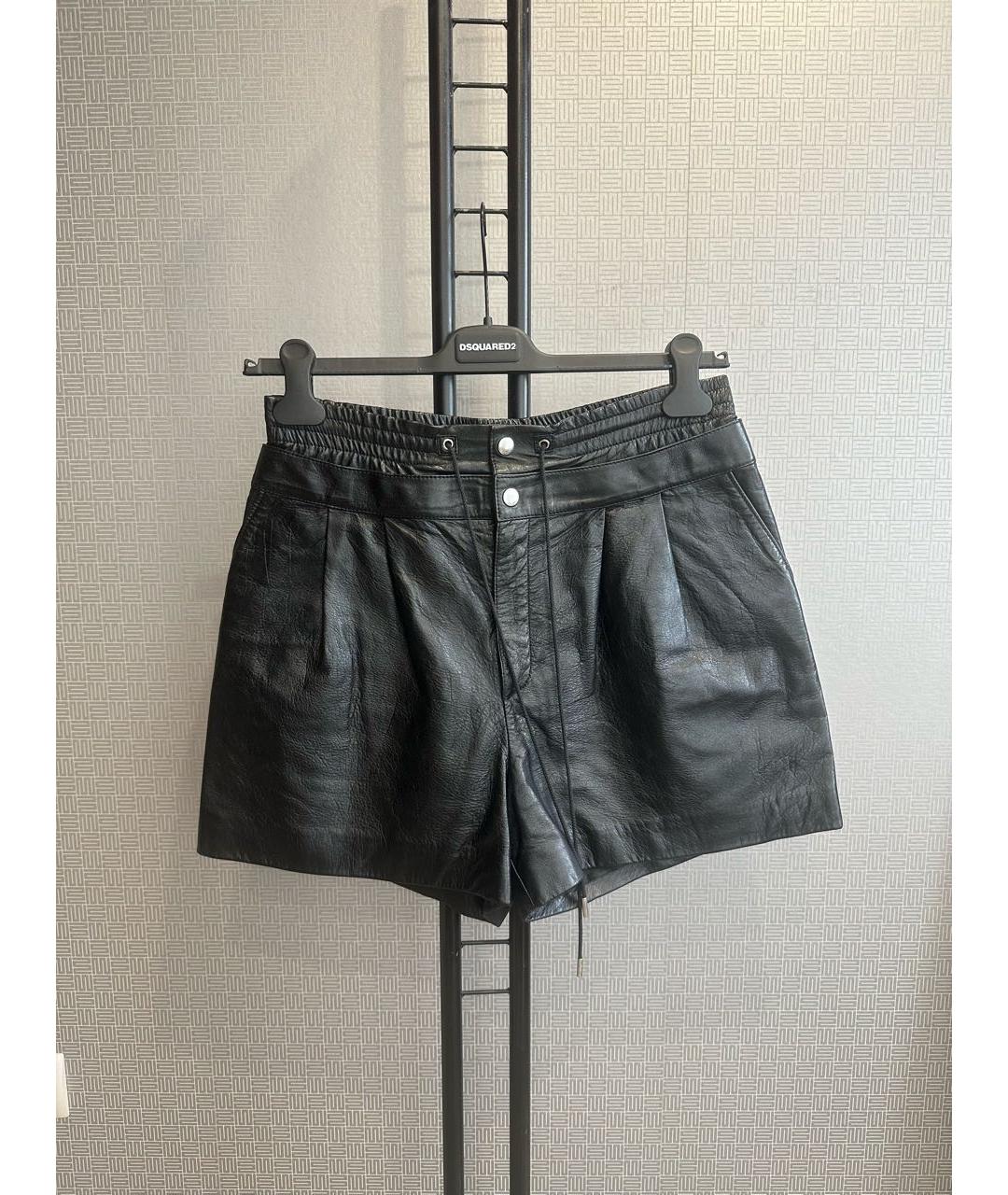 SAINT LAURENT Черные кожаные шорты, фото 5