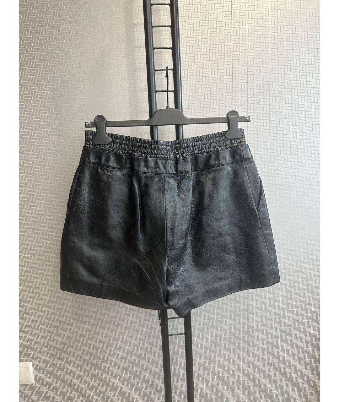 SAINT LAURENT Черные кожаные шорты, фото 2