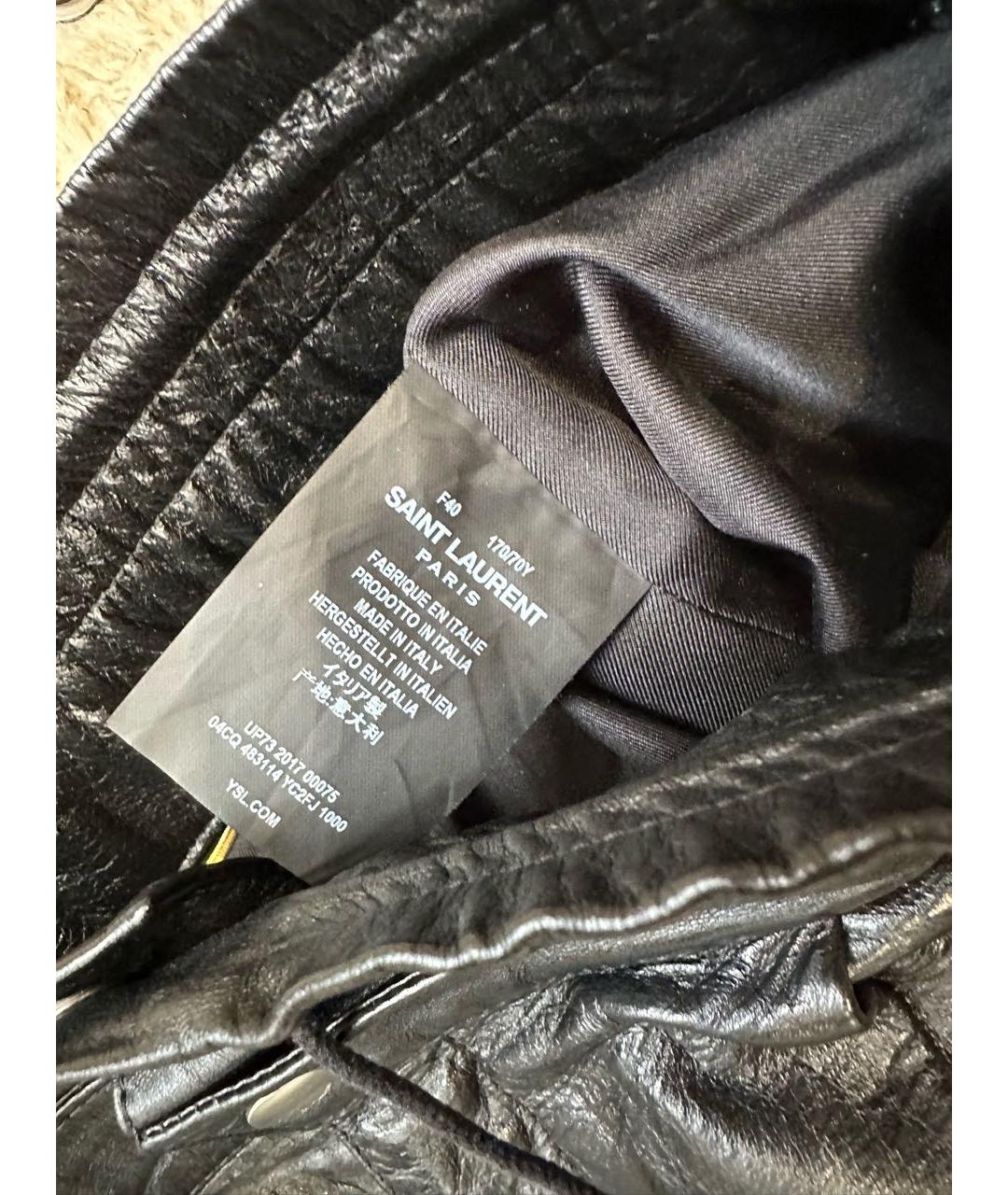 SAINT LAURENT Черные кожаные шорты, фото 4