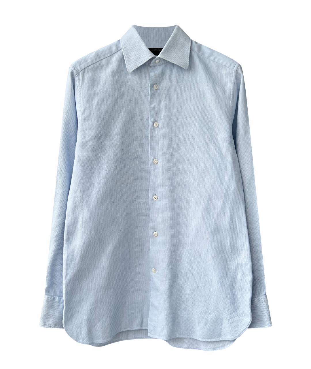ERMENEGILDO ZEGNA XXX Голубая хлопковая классическая рубашка, фото 9