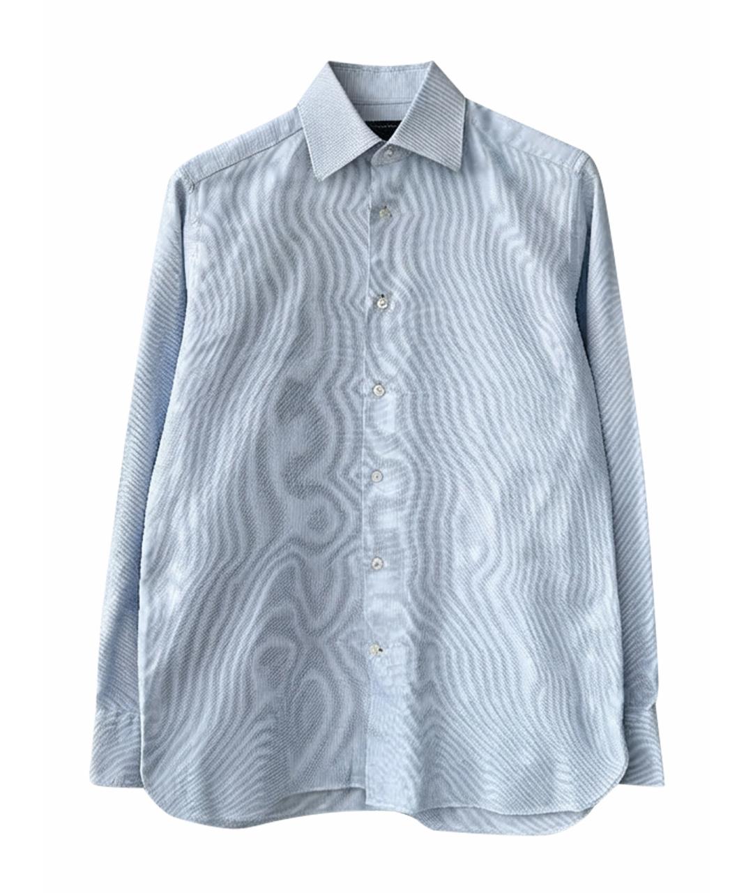 ERMENEGILDO ZEGNA XXX Голубая хлопковая классическая рубашка, фото 8