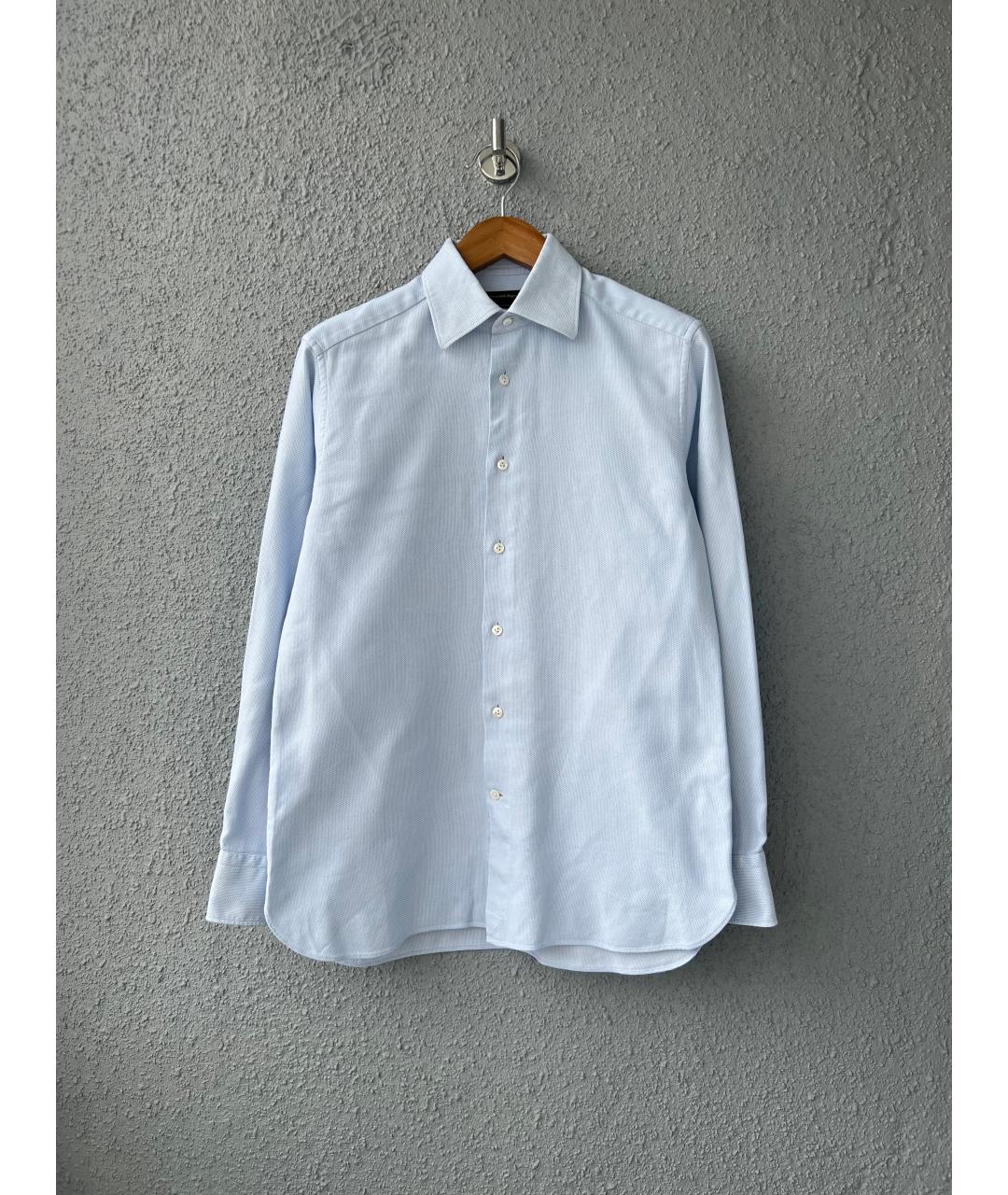ERMENEGILDO ZEGNA XXX Голубая хлопковая классическая рубашка, фото 10