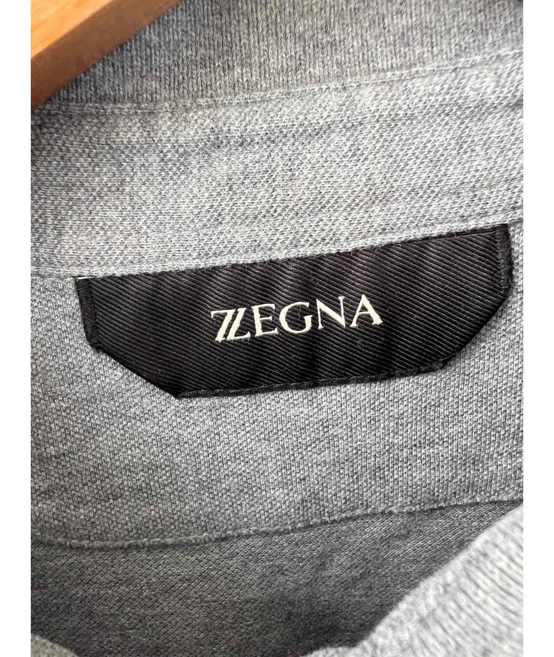ZEGNA Серое хлопковое поло с коротким рукавом, фото 4