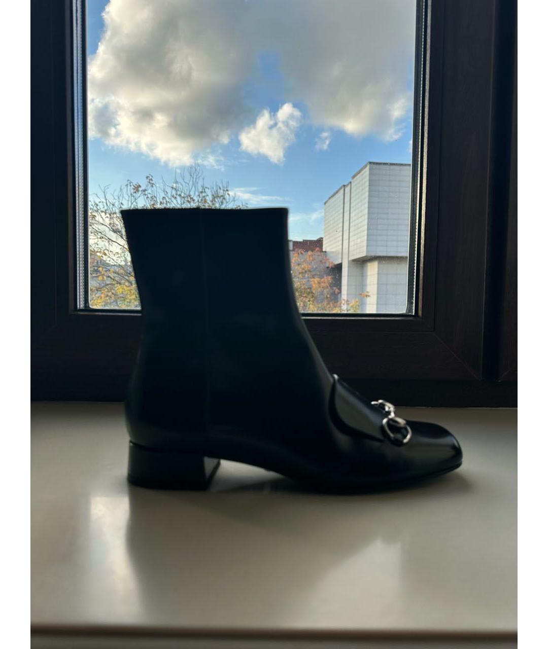 GUCCI Черные кожаные полусапоги, фото 5