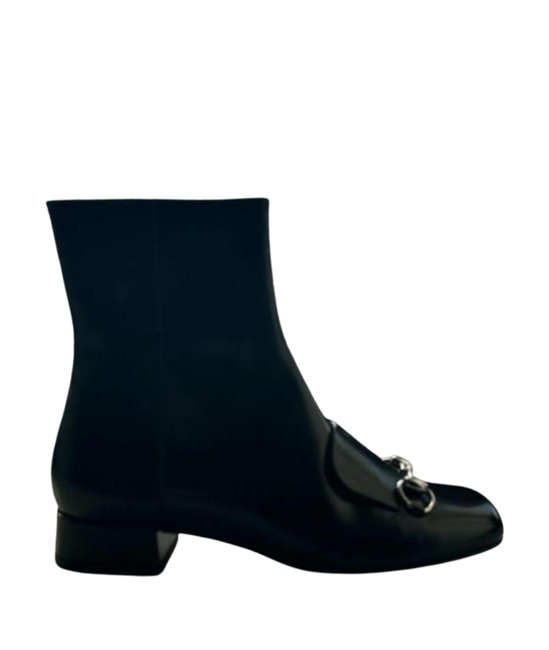 GUCCI Черные кожаные полусапоги, фото 1