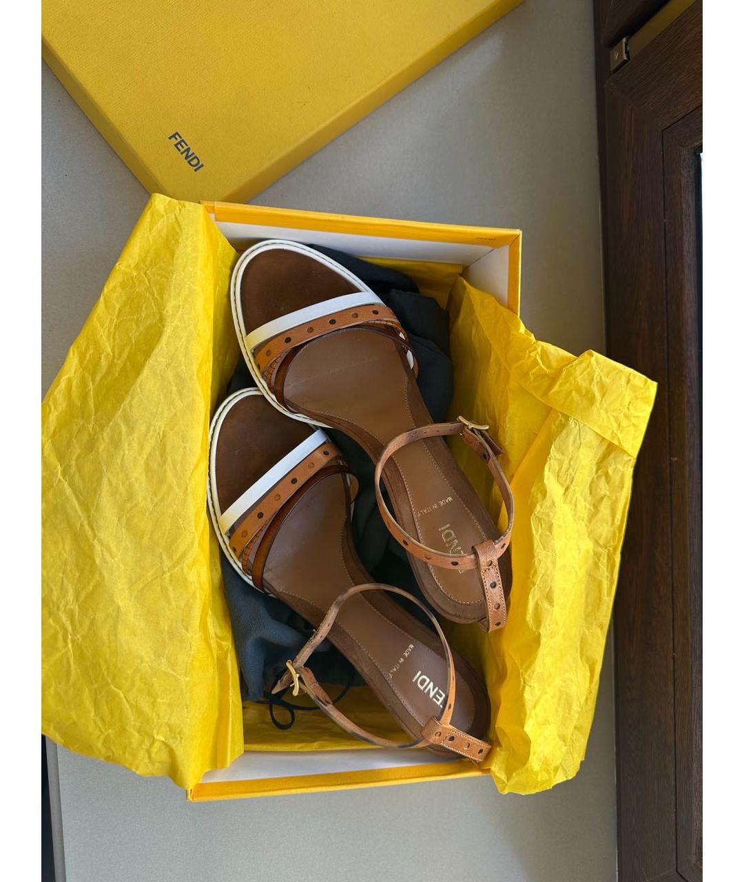 FENDI Мульти кожаные босоножки, фото 6