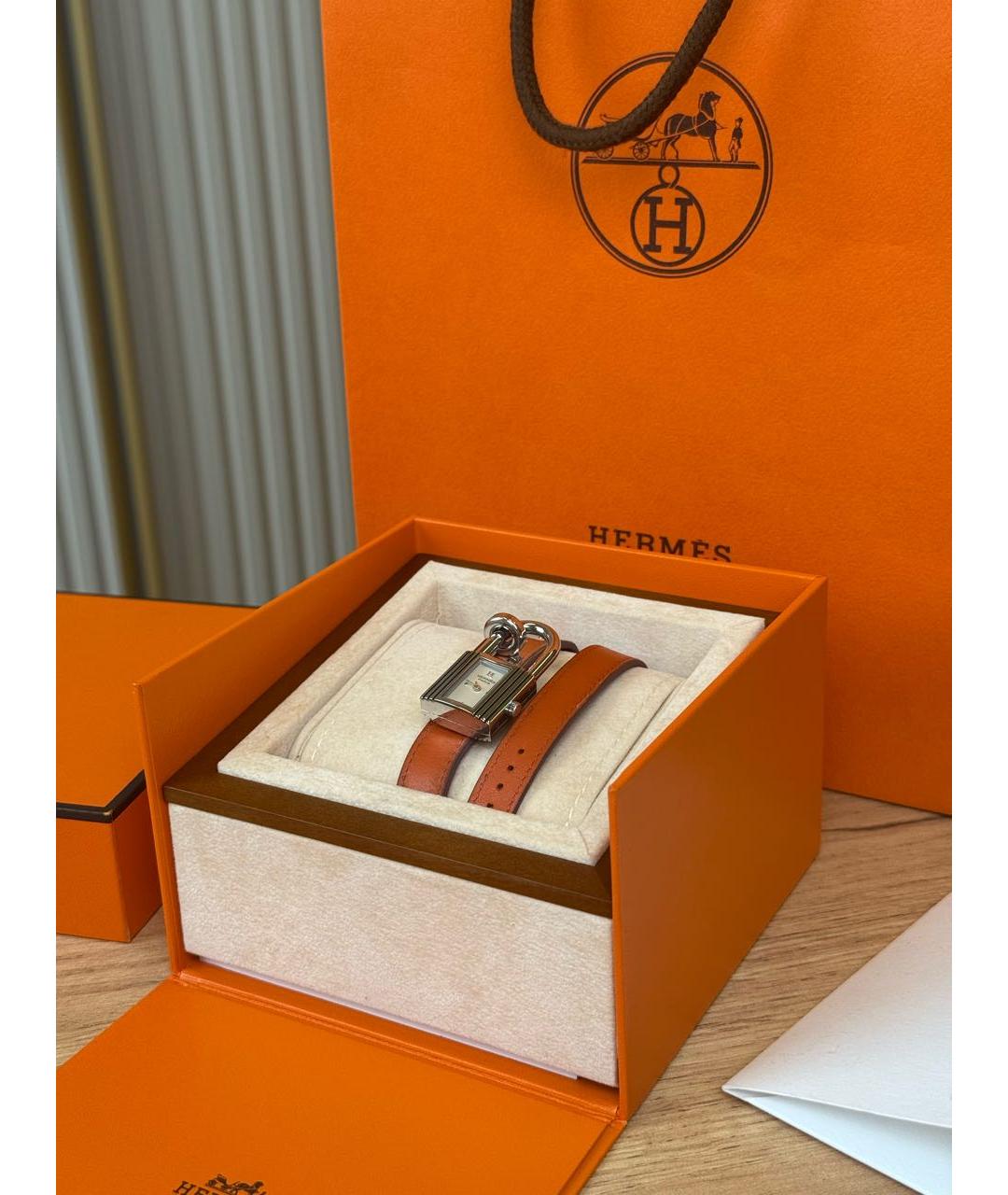 HERMES Оранжевые стальные часы, фото 3