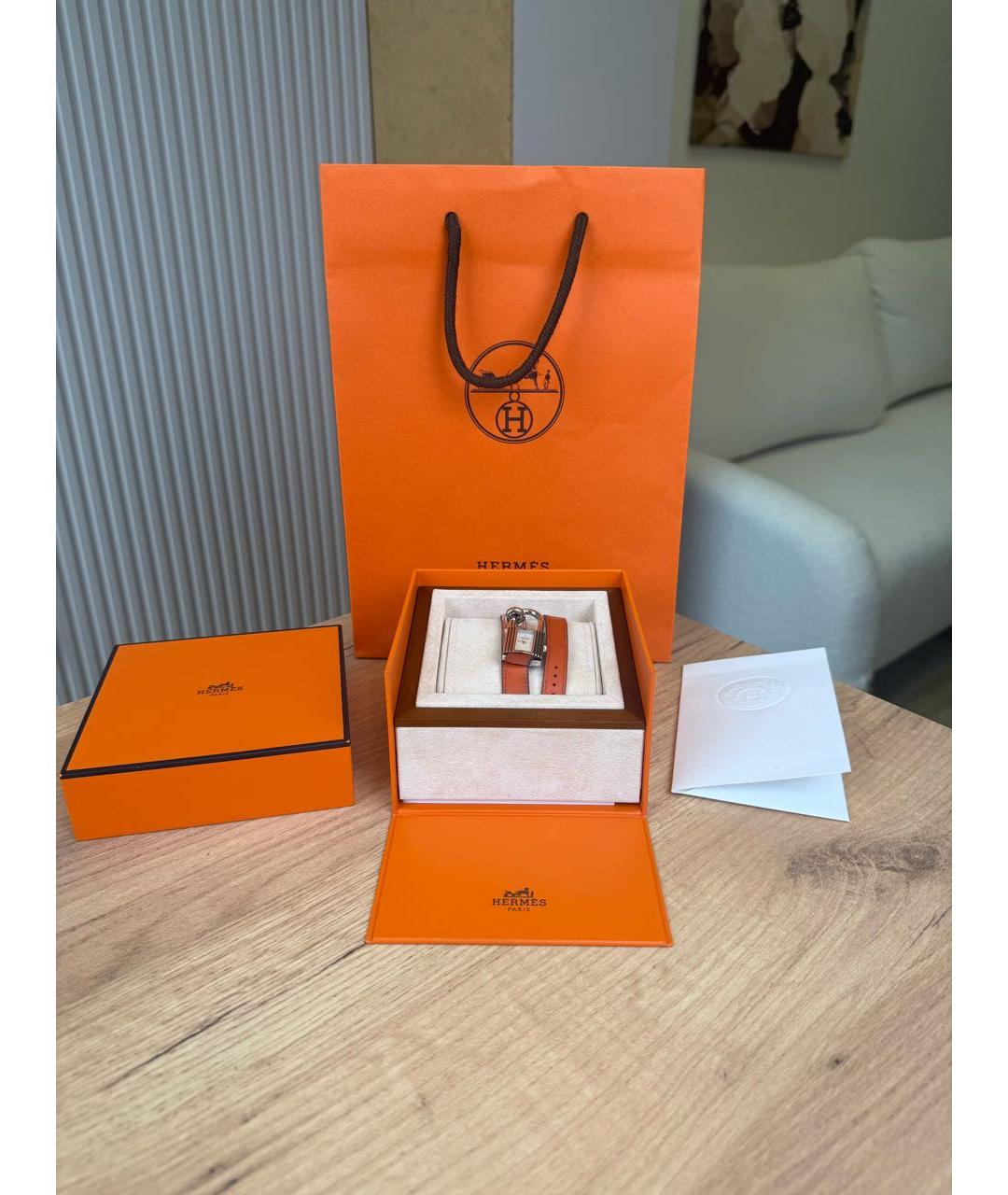 HERMES Оранжевые стальные часы, фото 2