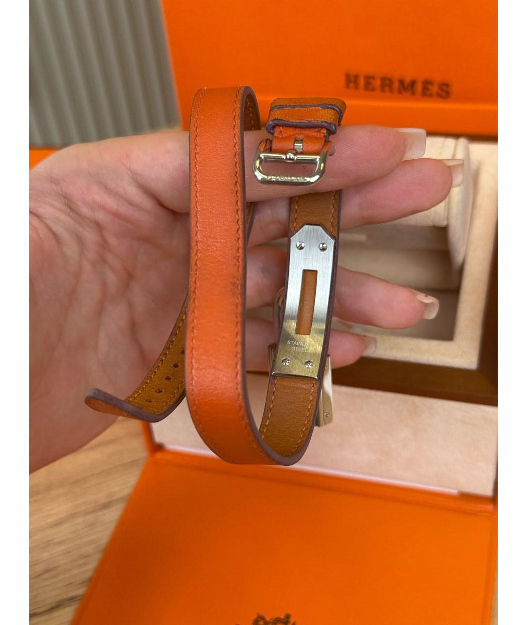 HERMES Оранжевые стальные часы, фото 6