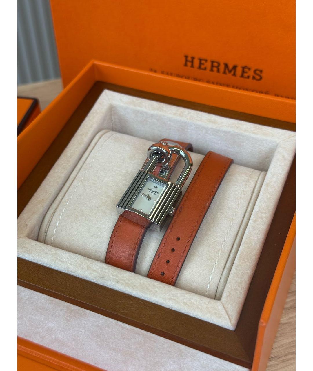 HERMES Оранжевые стальные часы, фото 4