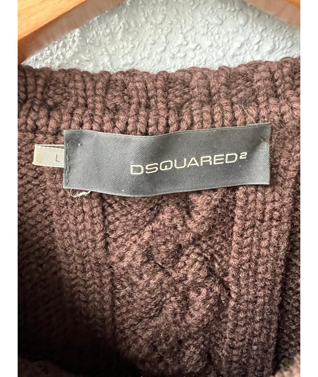 DSQUARED2 Коричневый шерстяной джемпер / свитер, фото 2