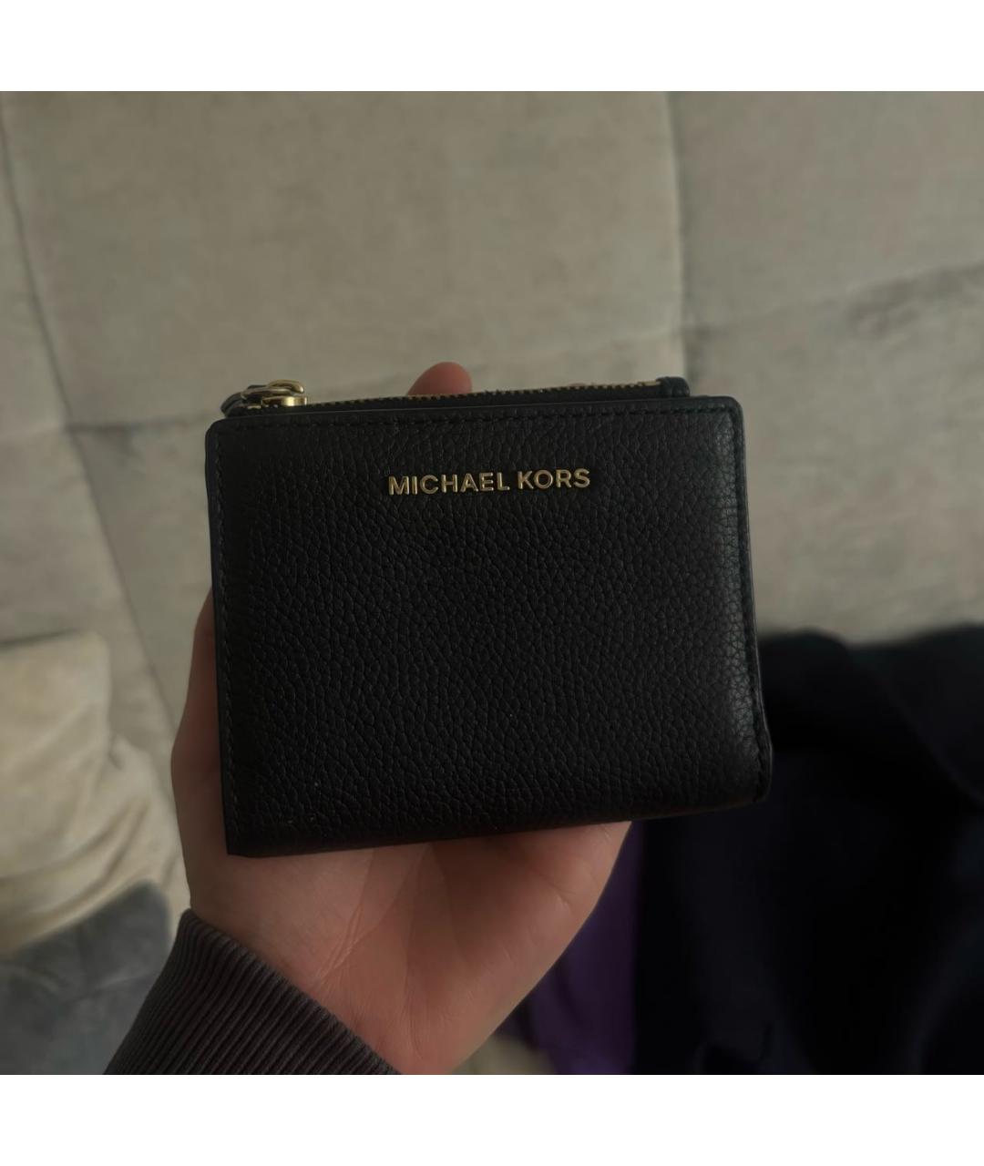 MICHAEL KORS Черный кожаный кошелек, фото 5