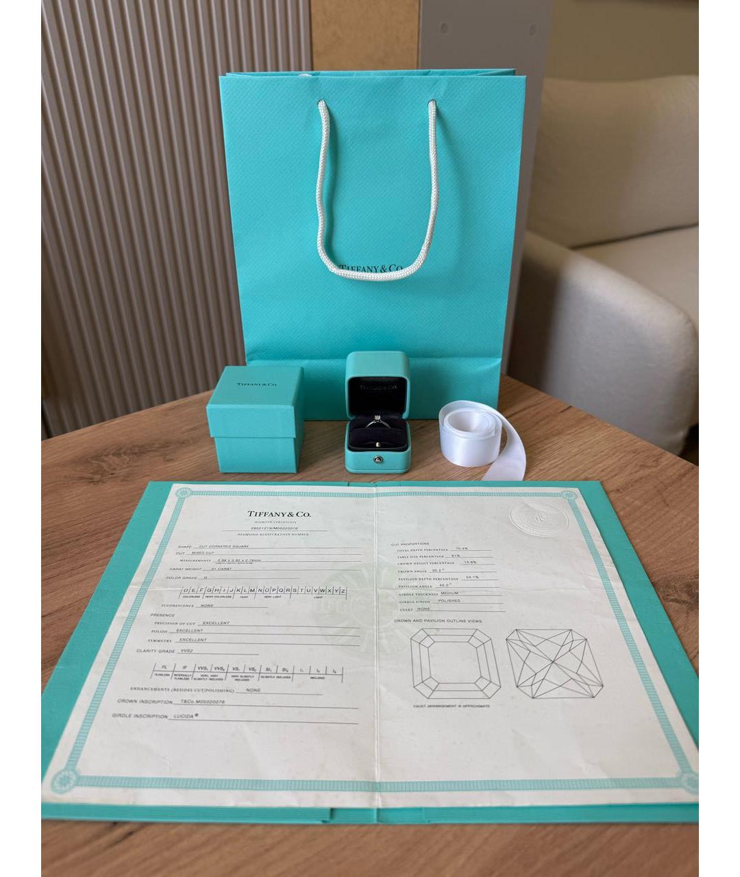 TIFFANY&CO Белое платиновое кольцо, фото 2