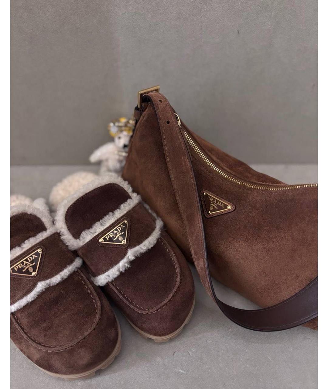 PRADA Коричневые замшевые мюли, фото 2