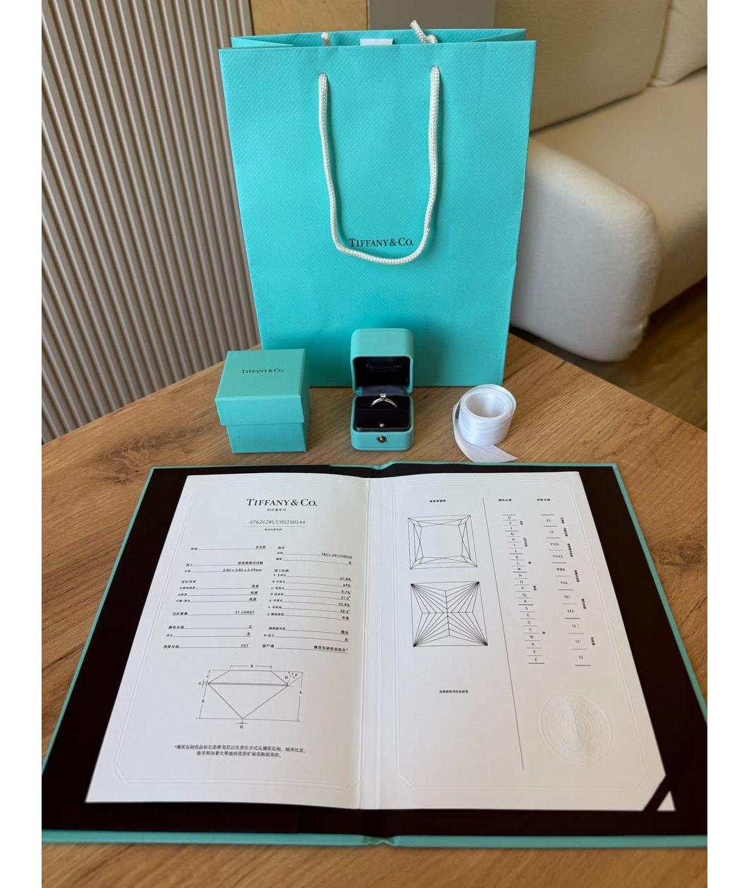 TIFFANY&CO Серебряное платиновое кольцо, фото 2