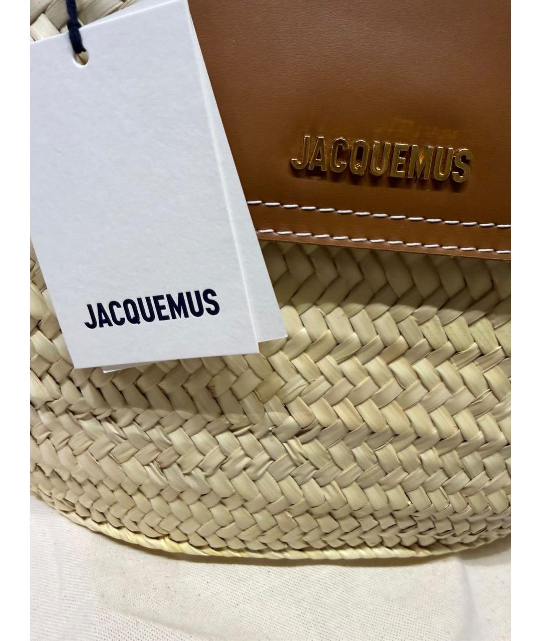 JACQUEMUS Бежевая рафиевая пляжная сумка, фото 2