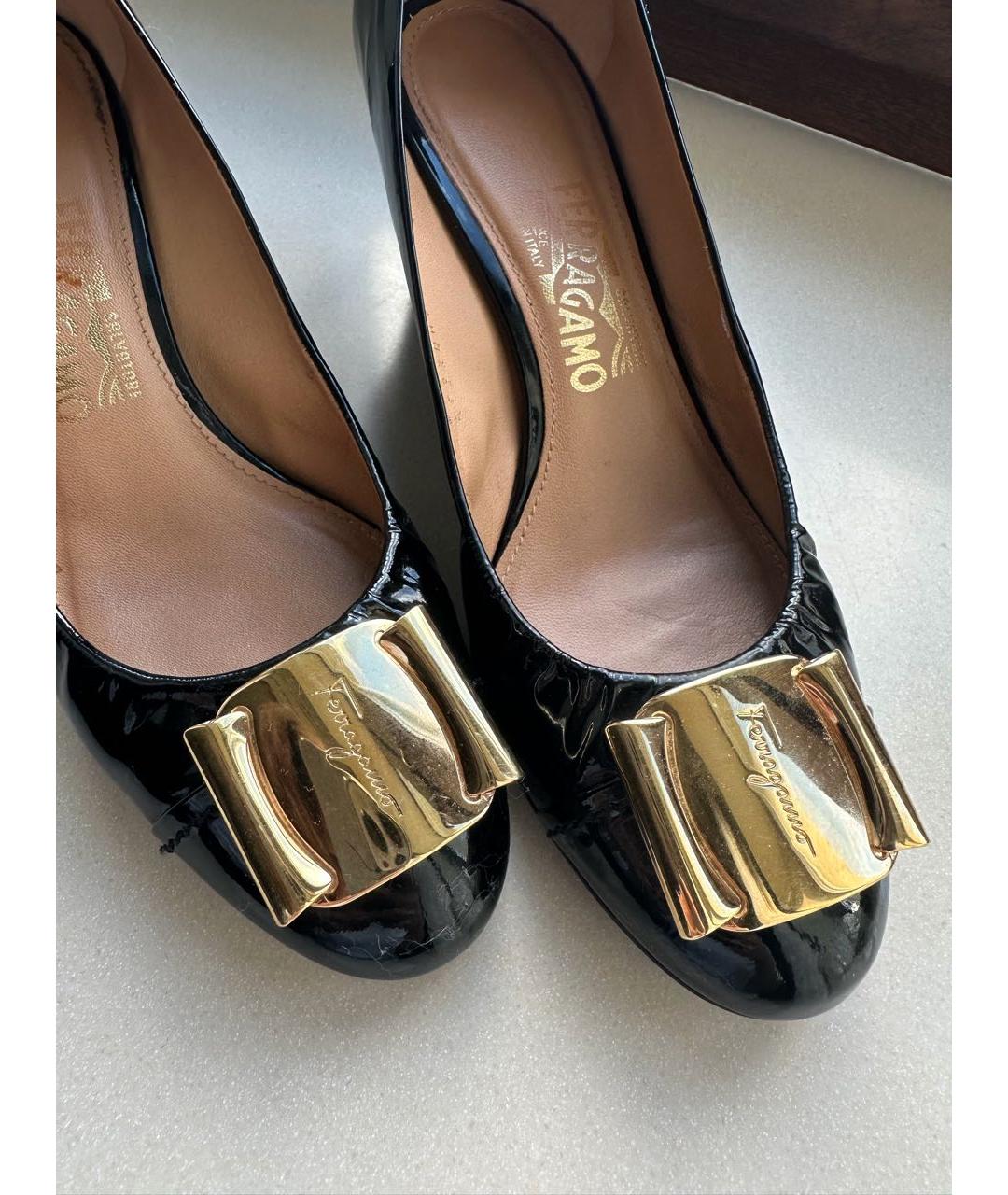 FERRAGAMO Черные кожаные туфли, фото 4