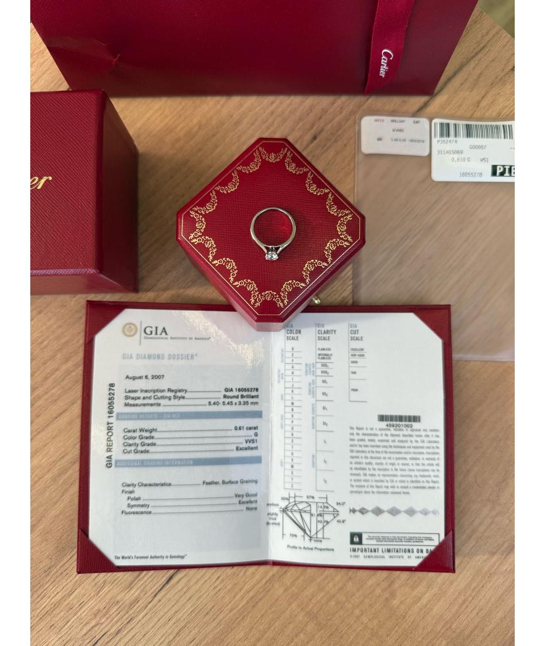 CARTIER Серебряное платиновое кольцо, фото 7