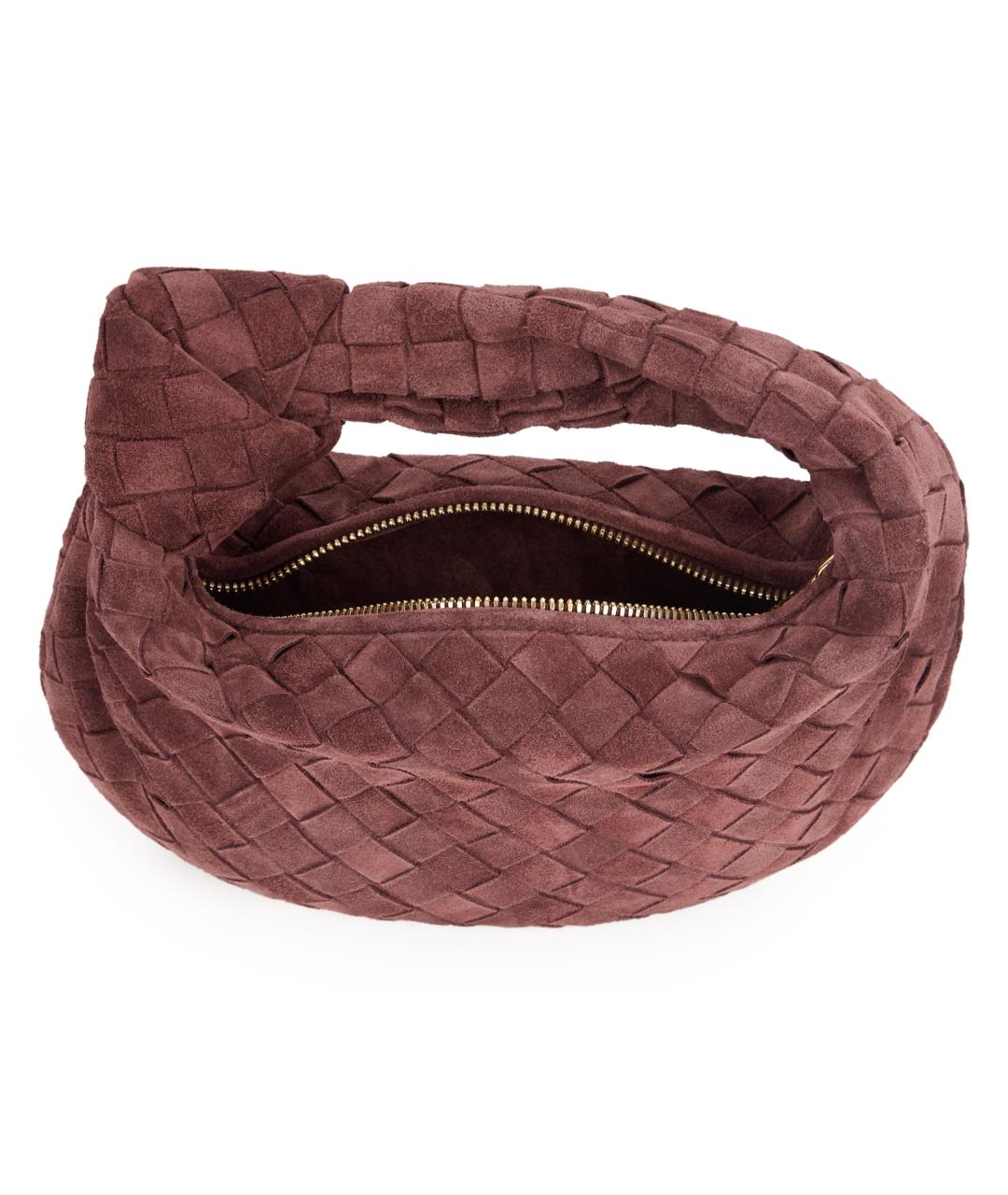 BOTTEGA VENETA Бордовая замшевая сумка с короткими ручками, фото 4